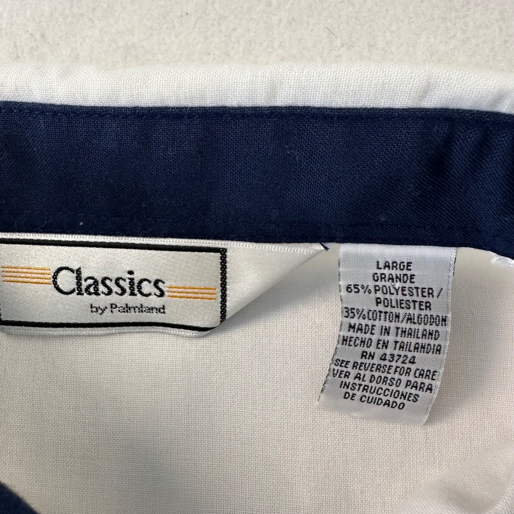 Classics by Palmland Mens Large White Banded Bottom Polo Shirt Retro Colorblock - Picture 4 of 5